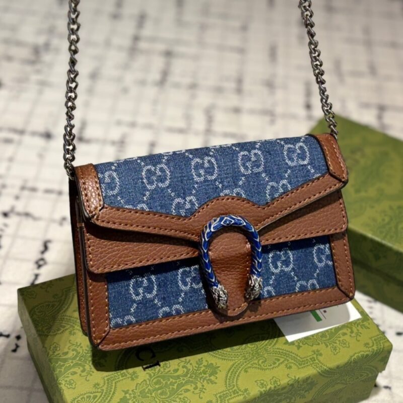 Alternative view of GUCCI DIONYSUS SUPER MINI LEATHER DARK BLUE BROWN 16CM 476432 2KQFN 4483