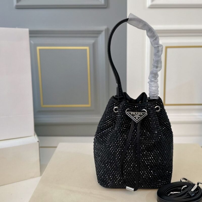 Alternative view of PRADA SATIN MINI BAG WITH CRYSTALS BLACK 15CM