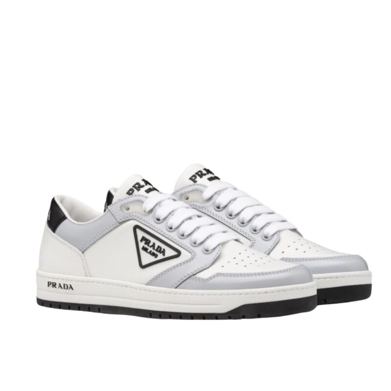 PRADA DISTRICT LEATHER SNEAKERS WHITE GREY 1E790M 3LJ6 F0A4C F 030