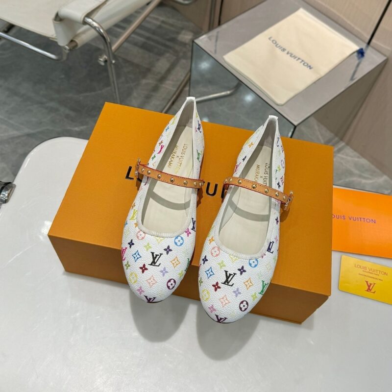 Alternative view of LOUIS VUITTON X TAKASHI MURAKAMI ROMY FLAT BALLERINA WHITE 1AGVFM