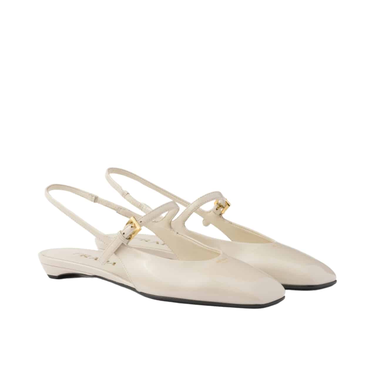 PRADA PATENT LEATHER SLINGBACK BALLERINAS IVORY 1F828N 069 F0304 F 015
