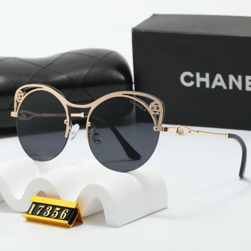 Alternative view of CHANEL CUTOUT ROUND SUNGLASSES BLACK