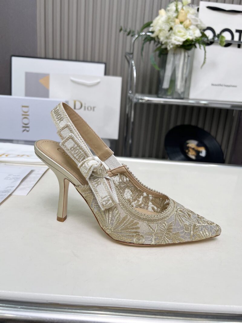 Alternative view of DIOR J'ADIOR SLINGBACK PUMP TRANSPARENT MESH EMBROIDERED IN BEIGE KDV039CXT S62K