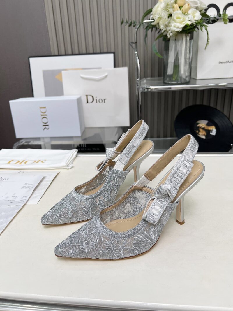 Alternative view of DIOR J'ADIOR SLINGBACK PUMP TRANSPARENT MESH EMBROIDERED IN GREY