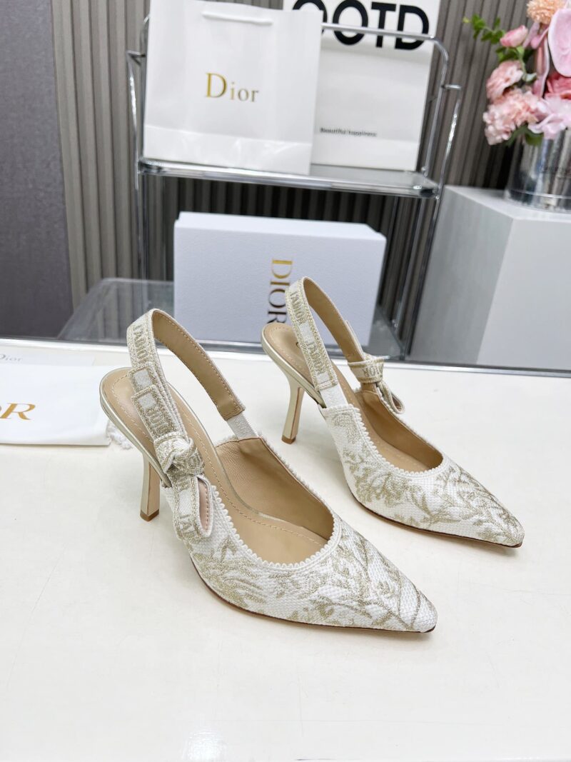 Alternative view of DIOR J'ADIOR SLINGBACK PUMP WHITE AND GOLD TONE KDP920LJE S09W