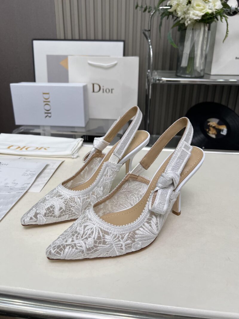 Alternative view of DIOR J'ADIOR SLINGBACK PUMP TRANSPARENT MESH EMBROIDERED IN WHITE