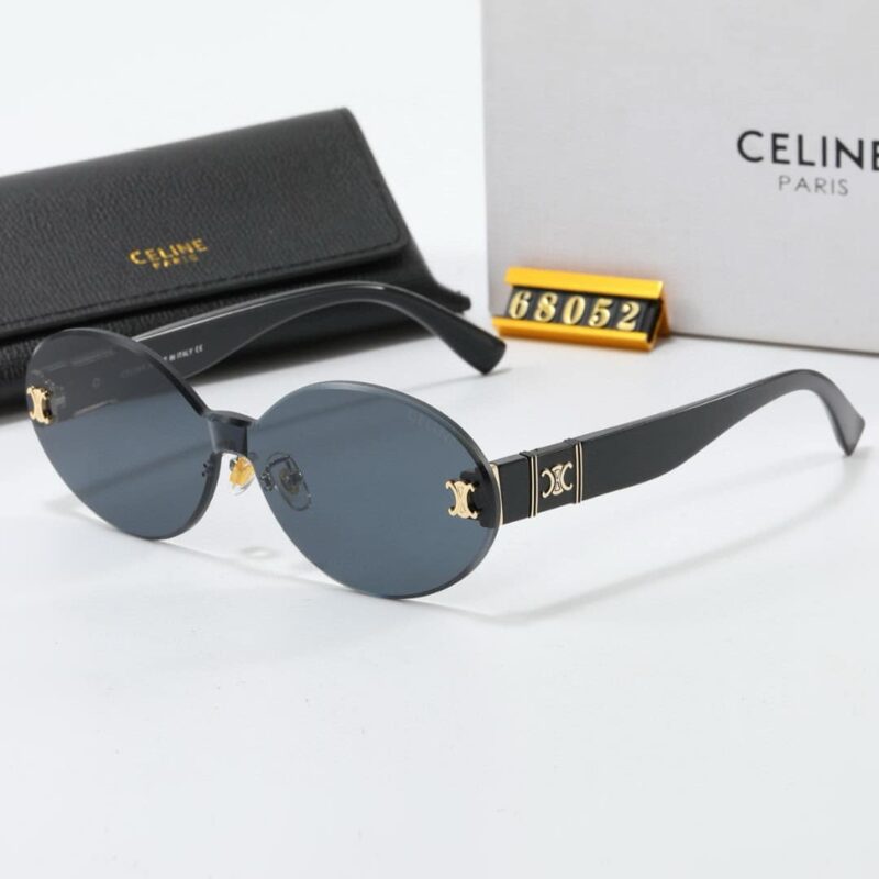 Alternative view of CELINE TORTOISE LUXE OVAL RIMLESS SUNGLASSES BLACK