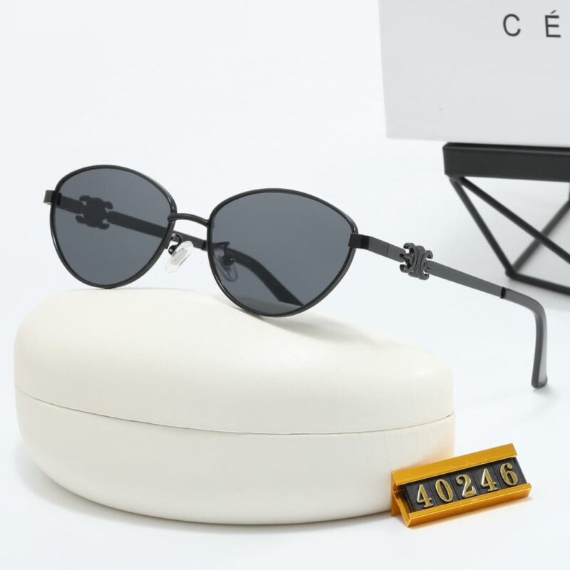 Alternative view of CELINE BUTTERFLY CAT EYE SUNGLASSES WITH LOGO IN ALL BLACK