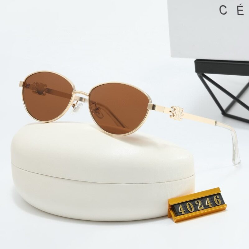 Alternative view of CELINE BUTTERFLY CAT EYE SUNGLASSES WITH LOGO IN BROWN