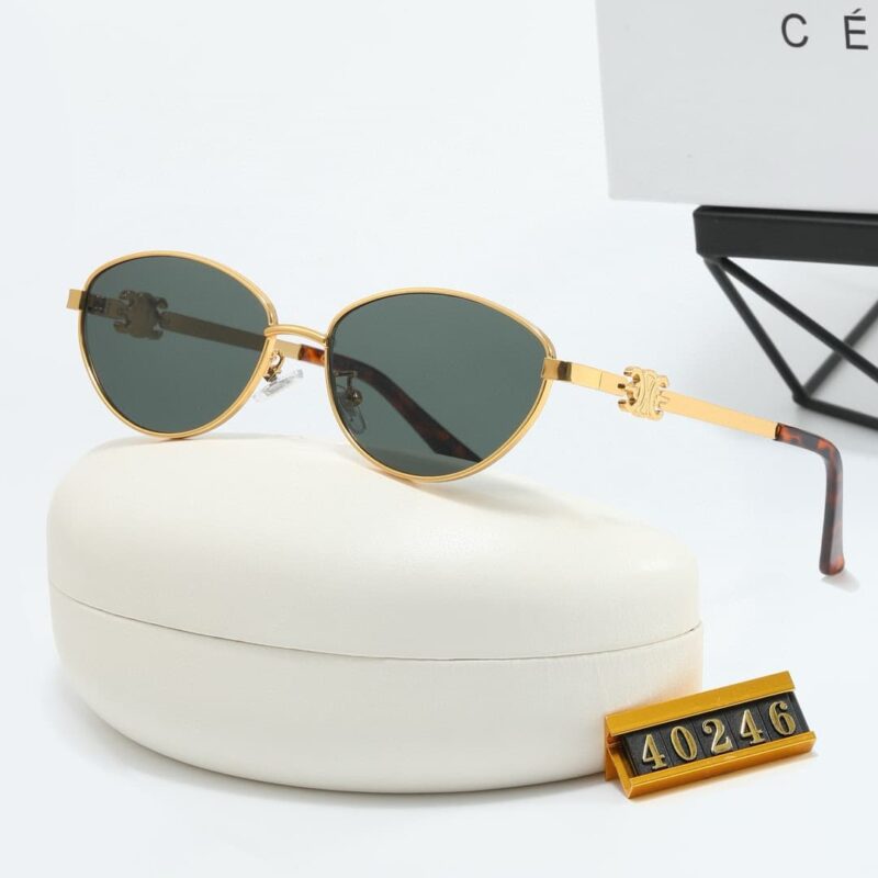 Alternative view of CELINE BUTTERFLY CAT EYE SUNGLASSES WITH LOGO IN GREEN