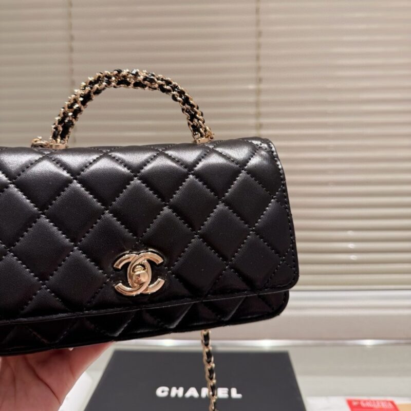 Alternative view of CHANEL CLASSIC MINI FLAP WITH CHAIN HANDLE BLACK 19CM