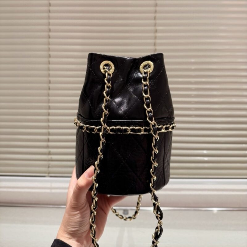 Alternative view of CHANEL VINTAGE MINI BUCKET BAG BLACK 15CM