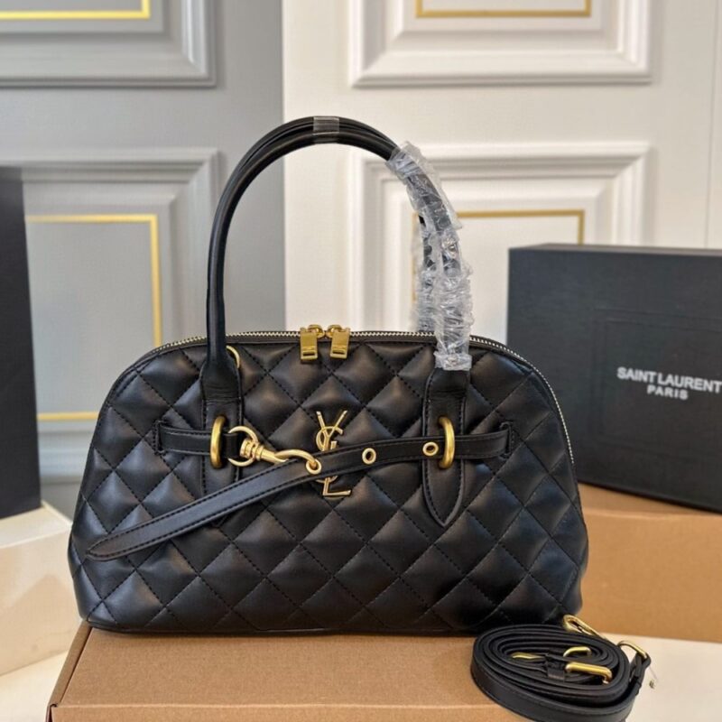 Alternative view of SAINT LAURENT QUILTED BOWLING BAG IN BLACK 31CM