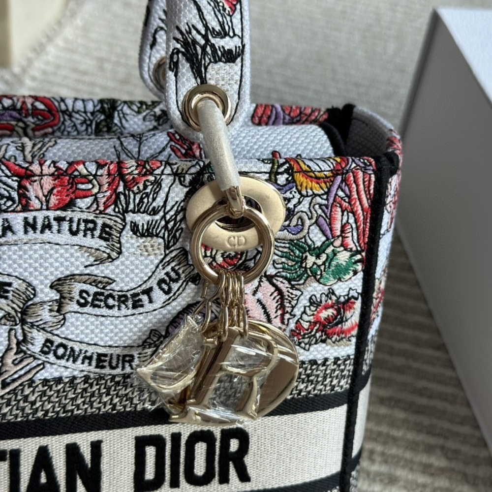 DIOR LADY D LITE BAG CABINET DE LA MER MOTIF WHITE 24CM M0565OEDS M941 - Image 3