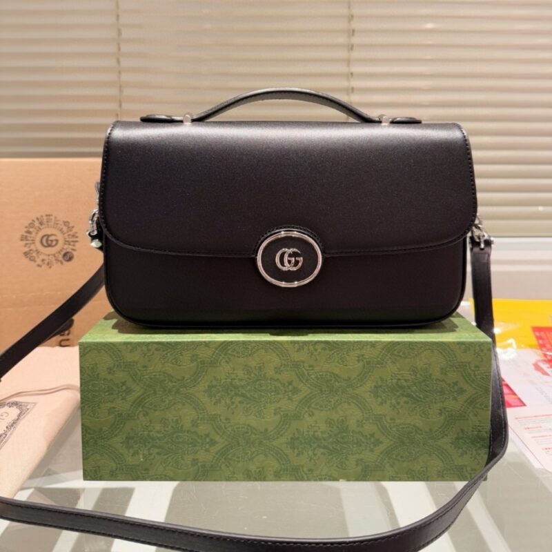 Alternative view of GUCCI PETITE GG SMALL SHOULDER BAG BLACK 27CM 739721 AABSG 1000