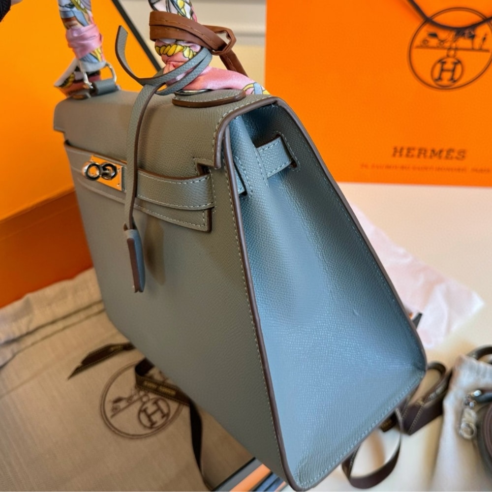 HERMES KELLY EPSOM BLEU CELESTE 28CM - Image 4