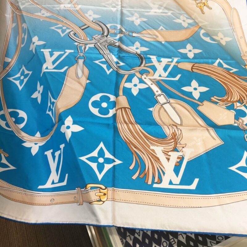 Alternative view of LOUIS VUITTON MONOGRAM GRADIENT SQUARE SCARF IN BLUE 90CM M76777