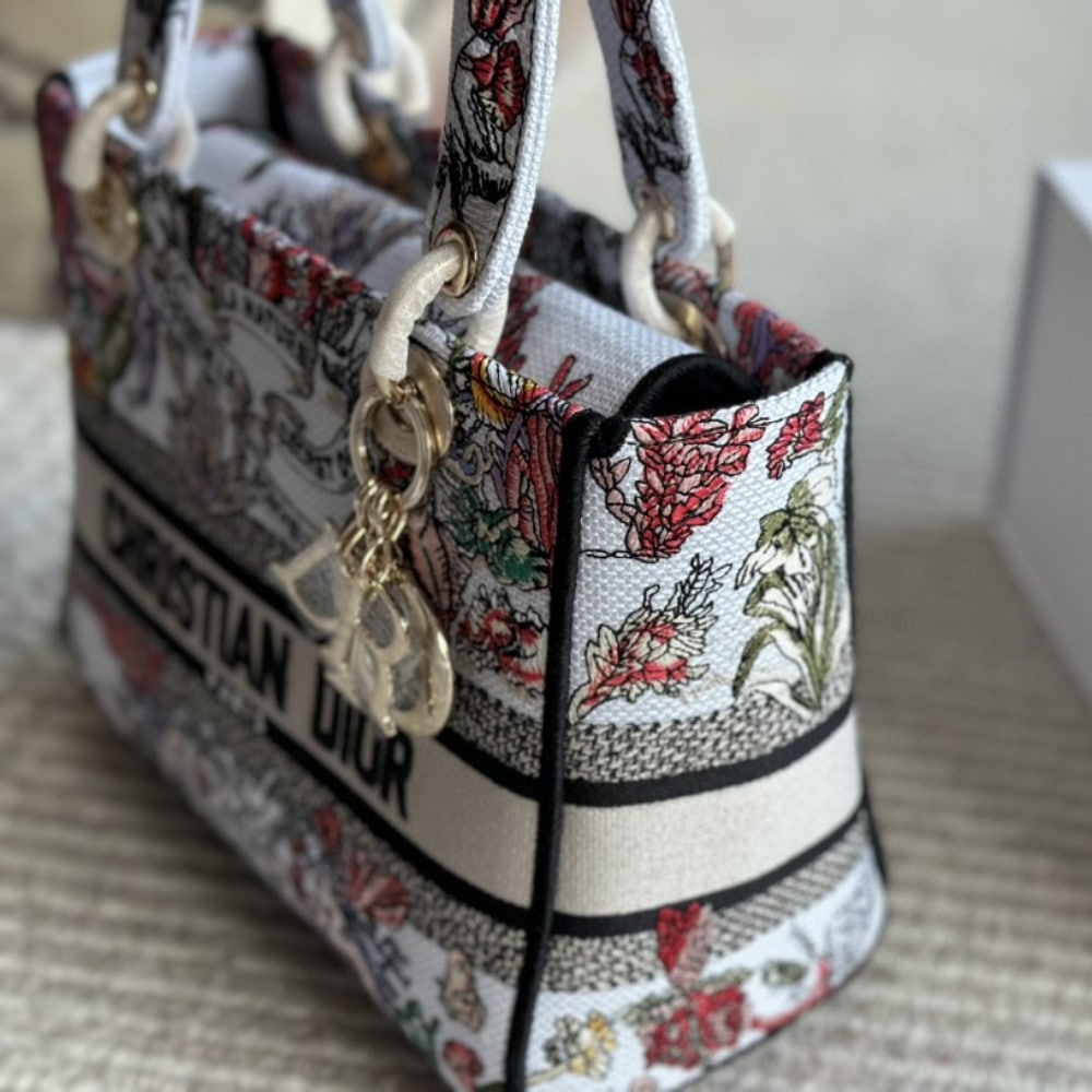 DIOR LADY D LITE BAG CABINET DE LA MER MOTIF WHITE 24CM M0565OEDS M941 - Image 4