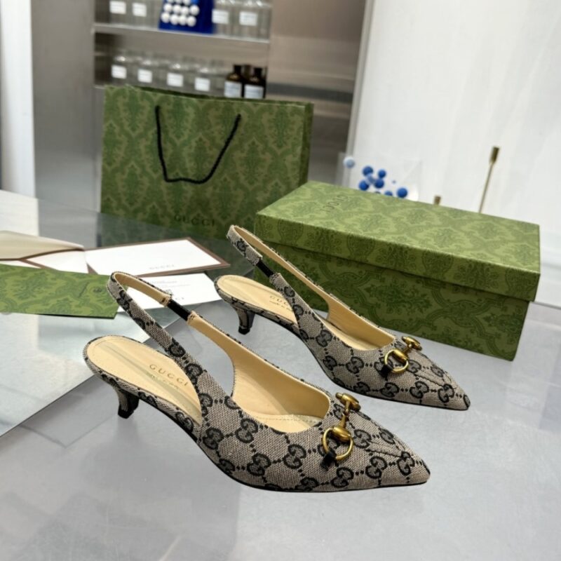 Alternative view of GUCCI WOMEN'S HORSEBIT SLINGBACK PUMP BEIGE AND BLUE 782627 2HK80 4041