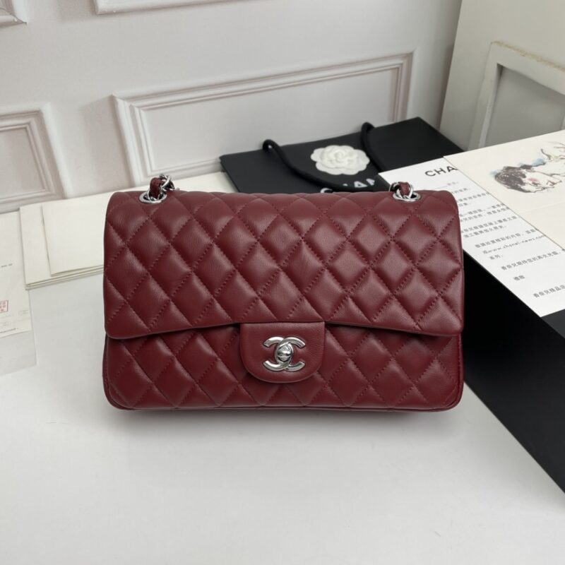 Alternative view of CHANEL CLASSIC DOUBLE FLAP BAG PLUM RED 25CM
