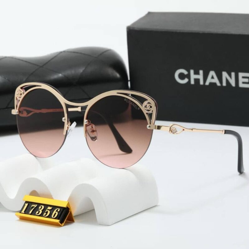 Alternative view of CHANEL CUTOUT ROUND SUNGLASSES BROWN