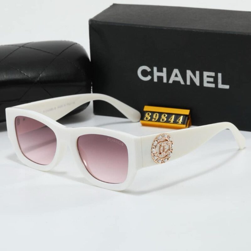 Alternative view of CHANEL CC LOGO SQUARE SUNGLASSES WHITE IN PINK