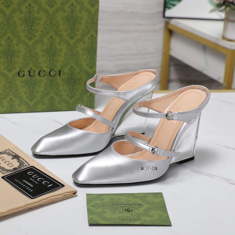 Alternative view of GUCCI WOMEN'S WEDGE MULE SILVER 828030 AABU5 8106