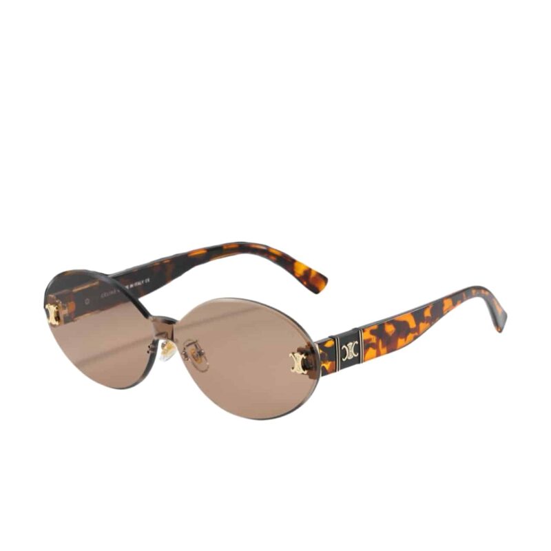 CELINE TORTOISE LUXE OVAL RIMLESS SUNGLASSES LEOPARD