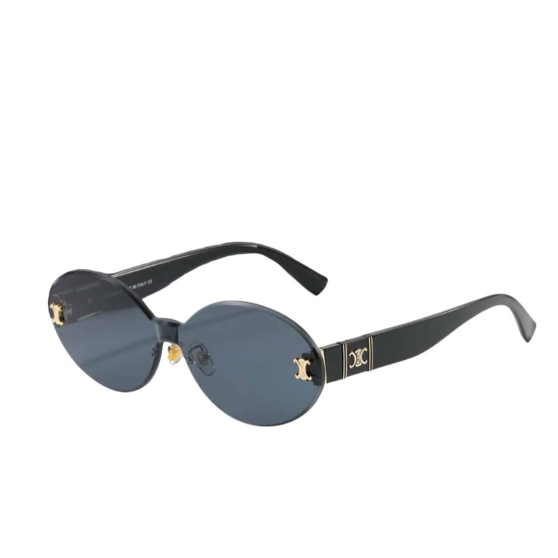 CELINE TORTOISE LUXE OVAL RIMLESS SUNGLASSES BLACK