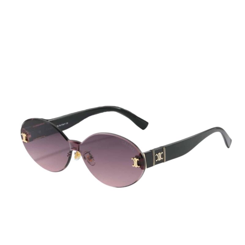CELINE TORTOISE LUXE OVAL RIMLESS SUNGLASSES PURPLE ROSE
