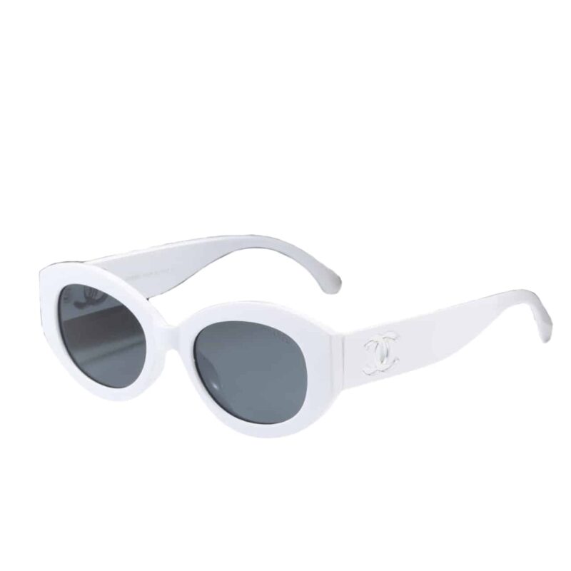 CHANEL OVAL SUNGLASSES ACETATE AND NYLON WHITE