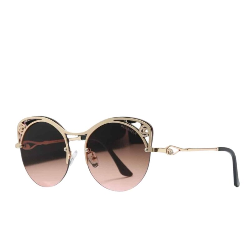 CHANEL CUTOUT ROUND SUNGLASSES BROWN