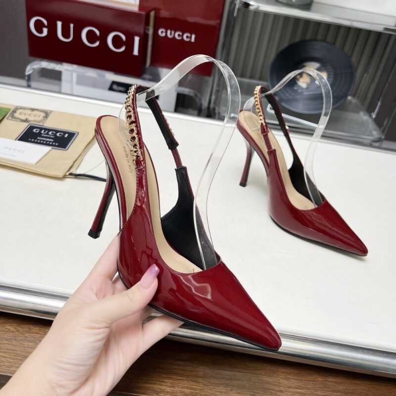 Alternative view of GUCCI SIGNORIA SLINGBACK PUMP IN ROSSO ANCORA RED 783821 BNC80 6207