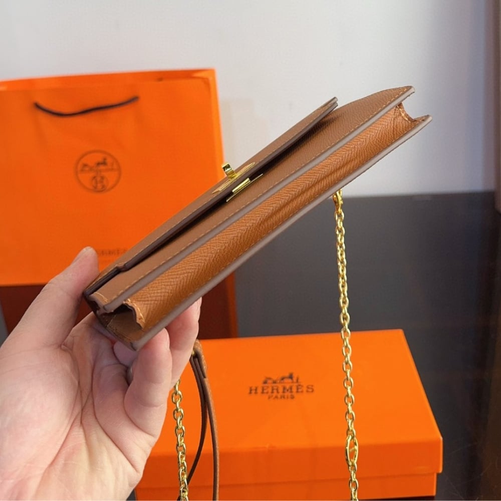 HERMES KELLY POCKET LONG WALLET IN GOLD 19CM H084940CK37 - Image 6