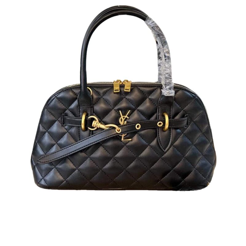 SAINT LAURENT QUILTED BOWLING BAG IN BLACK 31CM