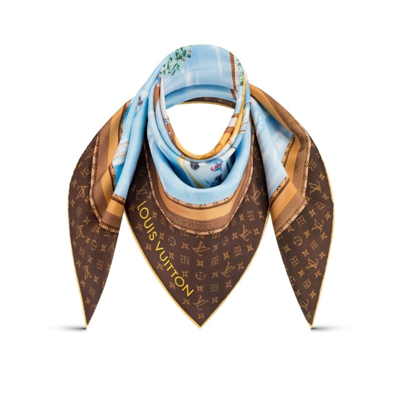 LOUIS VUITTON LV MARINA 90 SCARF IN BROWN 90CM M78195