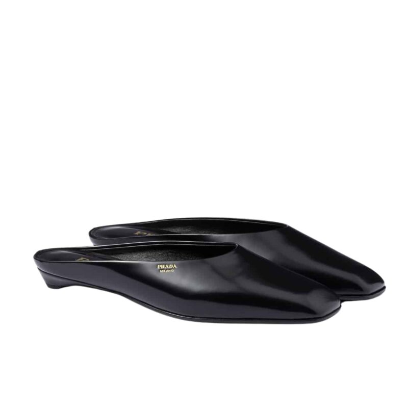 PRADA BRUSHED LEATHER MULES BLACK 1S825N 055 F0002 F 015