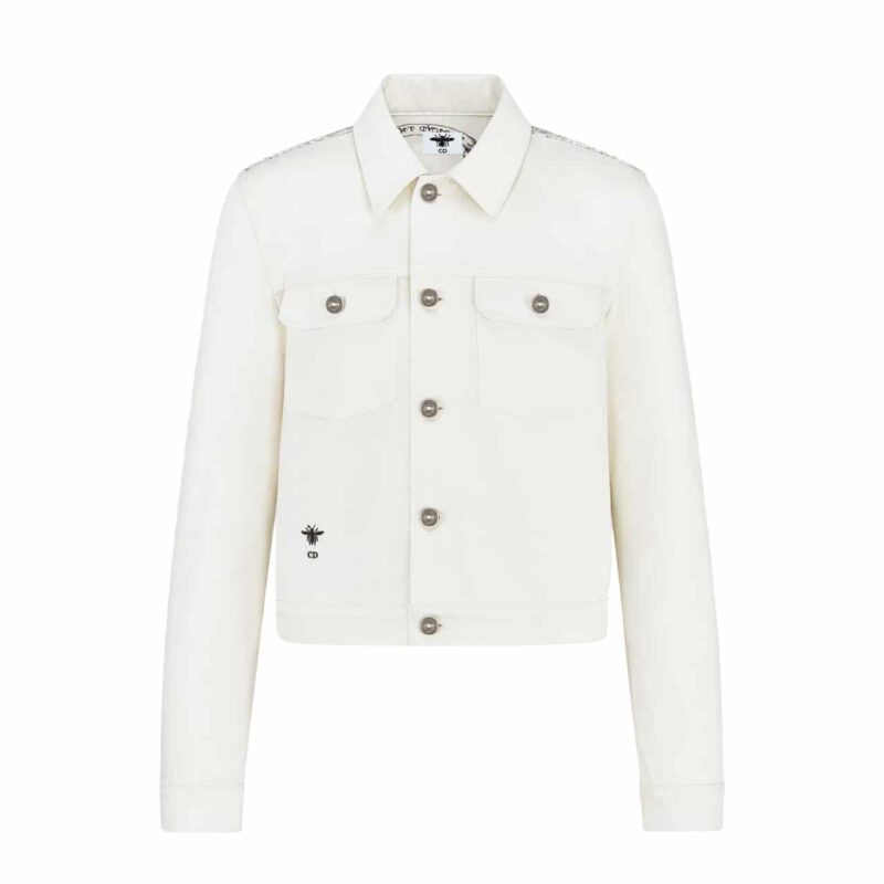 DIOR DENIM JACKET WITH AROUND THE WORLD MOTIF ECRU 512V11A3040 X0876