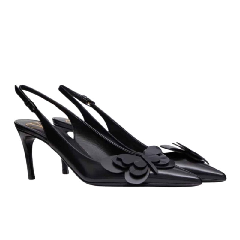 VALENTINO GARAVANI PAPIER PHALÈNE SLINGBACK PUMPS BLACK