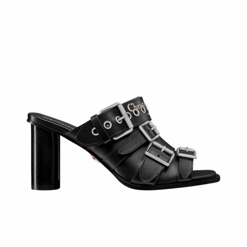 DIOR PUNK HEELED SLIDE LEATHER BLACK KCO176CFY S900