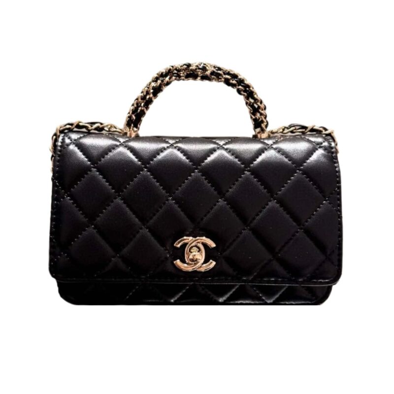 CHANEL CLASSIC MINI FLAP WITH CHAIN HANDLE BLACK 19CM
