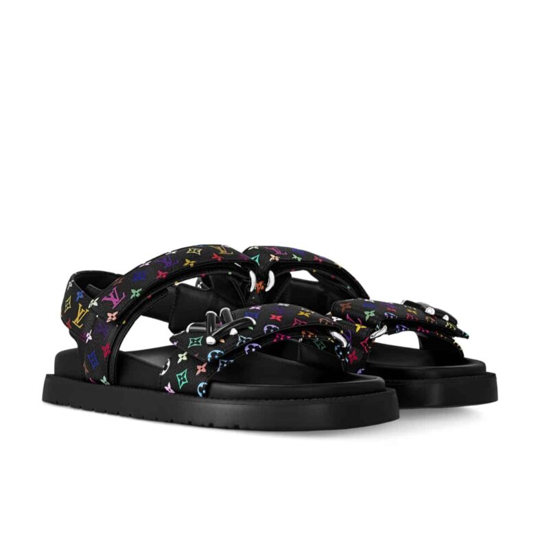 LOUIS VUITTON X MURAKAMI LV SUNSET FLAT COMFORT SANDAL BLACK 1AGXF6