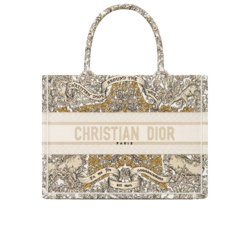 DIOR MEDIUM BOOK TOTE AROUND THE WORLD MOTIF WHITE 36CM