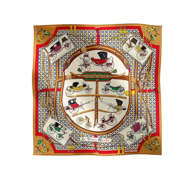 HERMES NEW CARS SCARF GOLDEN BEIGE 90CM H984108S 03