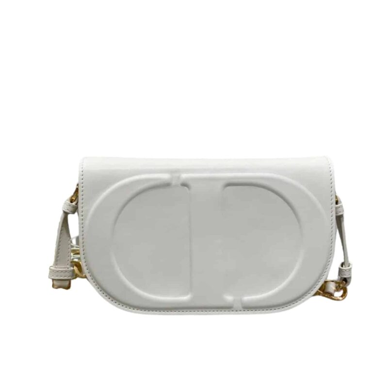 DIOR CD SIGNATURE BAG WITH STRAP WHITE CD EMBOSSED BOX 21CM