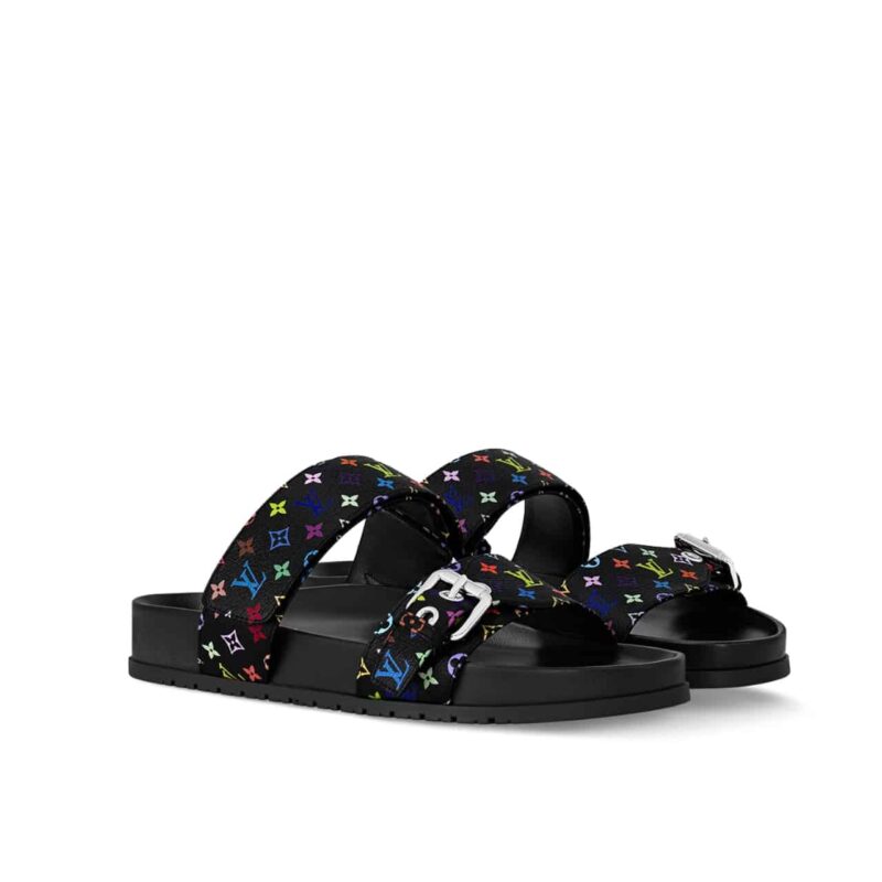 LOUIS VUITTON X TAKASHI MURAKAMI BOM DIA FLAT COMFORT MULE BLACK 1AGXUB