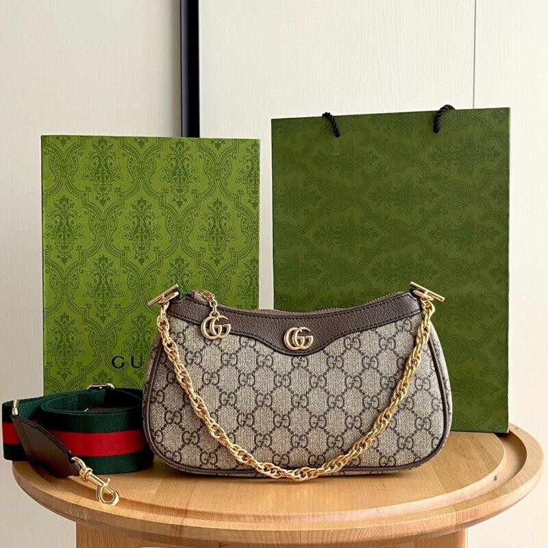 Alternative view of Gucci Ophidia Small Shoulder Bag Beige And Dark Brown 25Cm 735132 FABLE 9442