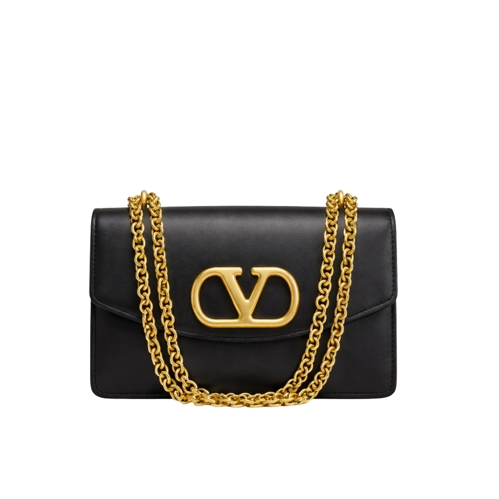 Valentino Garavani Vain Small Shoulder Bag In Shiny Black 19cm 6W2B0R17GCB 0NO