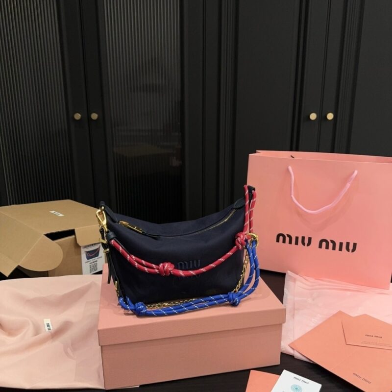 Alternative view of MIUMIU GABARDINE POUCH INDIGO AND AMARANTH 18CM 5NE841 2IA7 F04GM