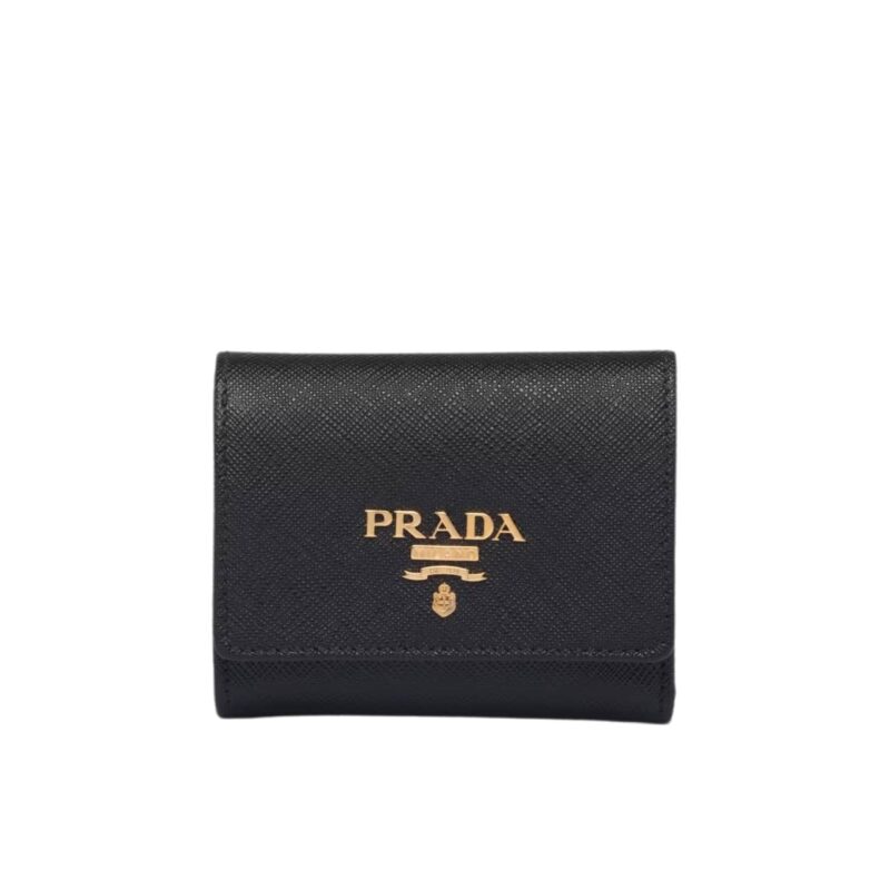 PRADA SMALL SAFFIANO WALLET BLACK 10CM 1MH043 ZLP F061H